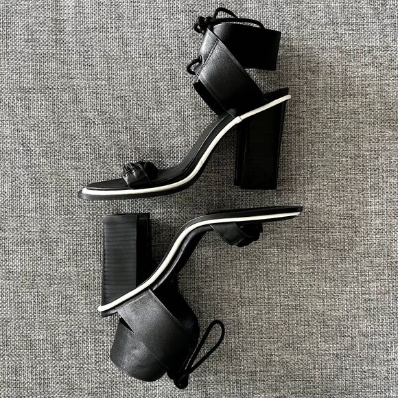 EUC Sol Sana Chuck II Heels Black Leather Strappy Block Sandals Size 38 US 7.5/8 - Picture 10 of 15